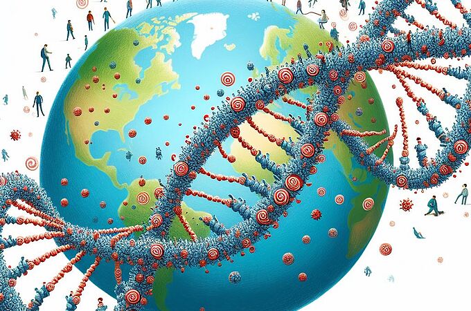Echtzeit-Genomik soll die globale Ausbreitung von Krankheiten rechtzeitig erkennen helfen. Symbolfoto. Created by ChatGPT-4