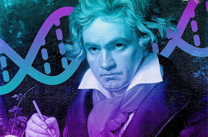 Die Analyse von Beethovens DNA zeigt Möglichkeiten und Grenzen von Vorhersagen im Bereich der Genetik auf. Collage: MPIEA / F. Bernoully