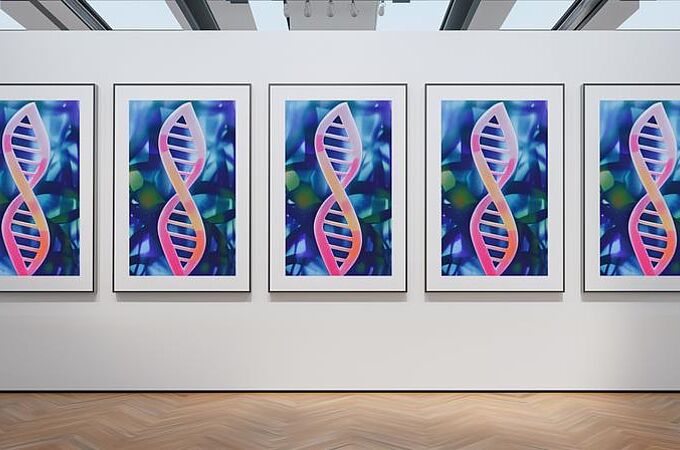 Die Echtheit von wertvollen Kunstdrucken kann mit DNA gekennzeichnet werden. | Copyright: KI-​generiertes Bild: ETH Zürich