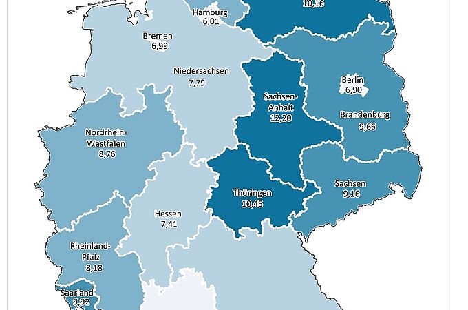 Osten Deutschlands überdurchschnittlich von KHK betroffen | Quelle: WIdO | Copyright: Wissenschaftliches Institut der AOK (WIdO) |